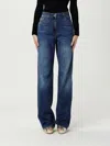 Elisabetta Franchi Blue Jeans With Logo Patch On The Rear And Logo Embroidery On The Rear In Denim Woman In Blue
