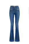 Elisabetta Franchi Jeans Con Taschini E Dettagli A Fiocco In Navy