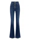 Elisabetta Franchi High-waisted Flared Leg Trousers With Button Detailing In Blue