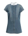 Elisabetta Franchi Jeans Woman Denim Shirt Blue Size 12 Cotton, Polyester, Elastane In Blue