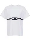 Elisabetta Franchi Crew Neck Relaxed Fit Short Sleeves Top In White