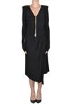Elisabetta Franchi Hemline Asymmetry Draped Detail Sleeves V-neck In Black