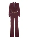 Elisabetta Franchi Suit Trousers With Draped Neckline And Cargo Pockets In Red