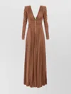 Elisabetta Franchi Red Carpet Dress In Lurex Jersey With Necklace Clothing In Brown