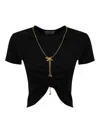 Elisabetta Franchi Jersey T-shirt With Bow Necklace In Black