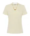 Elisabetta Franchi Jersey T-shirt With Bow Necklace In Lemonade