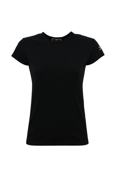 Elisabetta Franchi Jersey T-shirt With Embroidered Logo In Nero