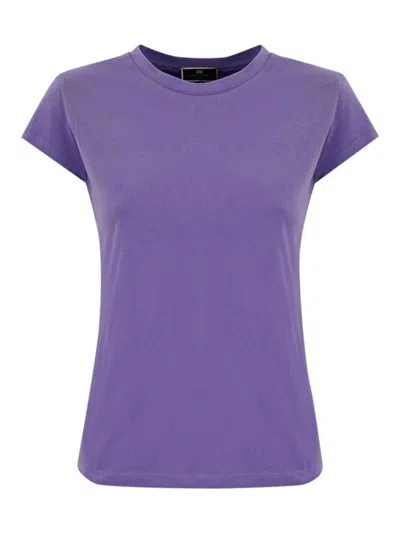 Elisabetta Franchi Jersey T-shirt With Embroidered Logo In Purple