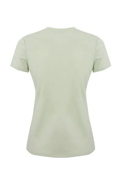Elisabetta Franchi Jersey T-shirt With Jewel Brooch In Menta