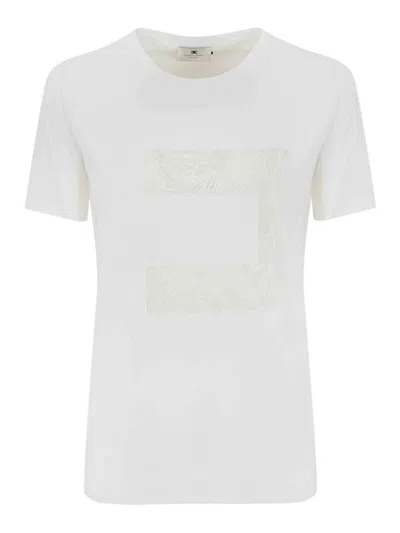 Elisabetta Franchi Jersey T-shirt With Macro Voile Logo In White