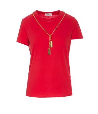 ELISABETTA FRANCHI JERSEY T-SHIRT WITH NECKLACE