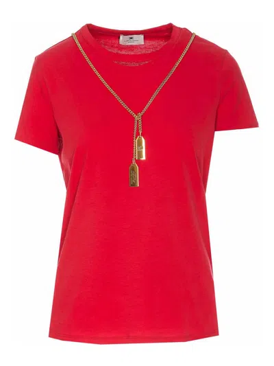 ELISABETTA FRANCHI JERSEY T-SHIRT WITH NECKLACE