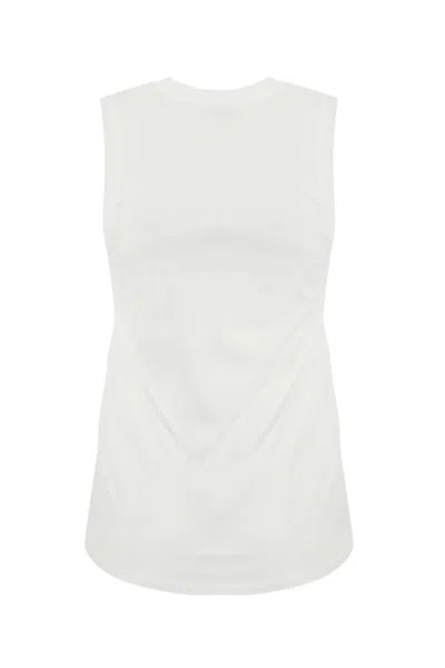 Elisabetta Franchi Jersey Tank Top With Bows In Gesso