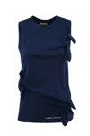 Elisabetta Franchi Jersey Tank Top With Bows In Oltremare