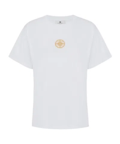 Elisabetta Franchi Jersey T-shirt With Jewel Logo In White