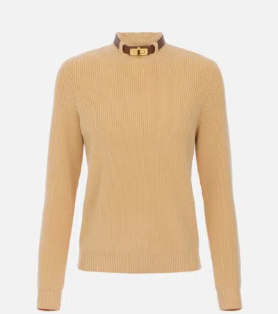 Elisabetta Franchi Jersey With Jewel Strap In Nude