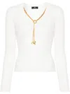 Elisabetta Franchi Detachable-necklace Ribbed Jumper In Avorio
