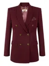 Elisabetta Franchi Jewel-button Double-breasted Jacket In Red