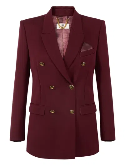 Elisabetta Franchi Jewel-button Double-breasted Jacket In Red