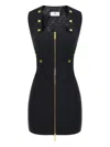 Elisabetta Franchi Jewel-button Mini Dress In Black