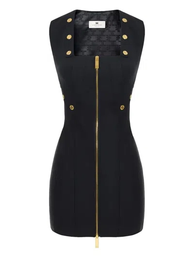 Elisabetta Franchi Jewel-button Mini Dress In Black