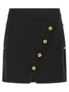 Elisabetta Franchi Asymmetric Mini Skirt Featuring Jewel Buttons In Black