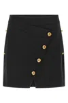 Elisabetta Franchi Asymmetric Mini Skirt Featuring Jewel Buttons In Black