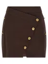 Elisabetta Franchi Asymmetrical Jewel-button Mini Skirt In Brown