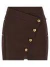 Elisabetta Franchi Asymmetrical Jewel-button Mini Skirt In Brown