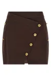 Elisabetta Franchi Asymmetrical Jewel-button Mini Skirt In Brown