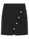Elisabetta Franchi Asymmetric Mini Skirt Featuring Jewel Buttons In Black