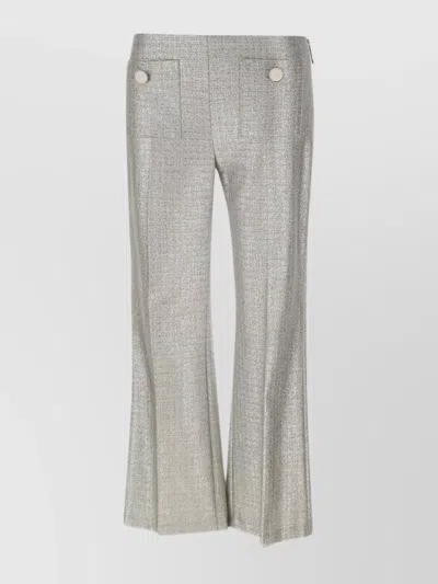 Elisabetta Franchi Jewel Buttoned Flare Hem Trousers In Silver