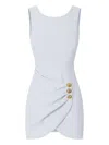 Elisabetta Franchi Jewel-buttons Draped Mini Dress In Blue