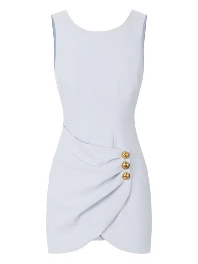 Elisabetta Franchi Jewel-buttons Draped Mini Dress In Blue