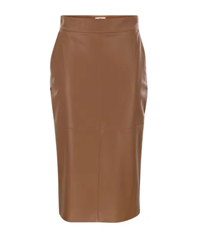 Elisabetta Franchi Jewel Clasps Pencil Skirt In Brown