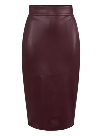 Elisabetta Franchi Jewel Clasps Pencil Skirt In Burgundy