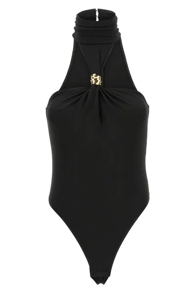 Elisabetta Franchi Jewel Detail Bodysuit In Black