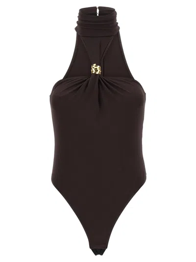 Elisabetta Franchi Jewel Detail Bodysuit Tops Black