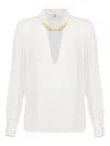 Elisabetta Franchi Jewel-detail Georgette Blouse In White