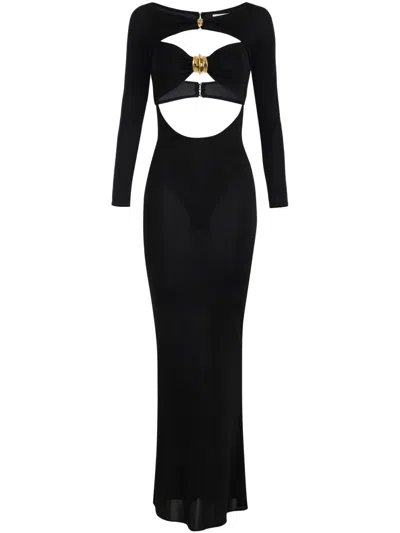 Elisabetta Franchi Jersey-abendkleid Mit Schmuckdetail In Black