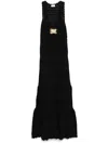 Elisabetta Franchi Jewel-detail Openwork Maxi Dress In Brown