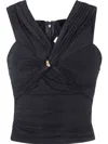 Elisabetta Franchi Black Stretch Top With Cross Detail