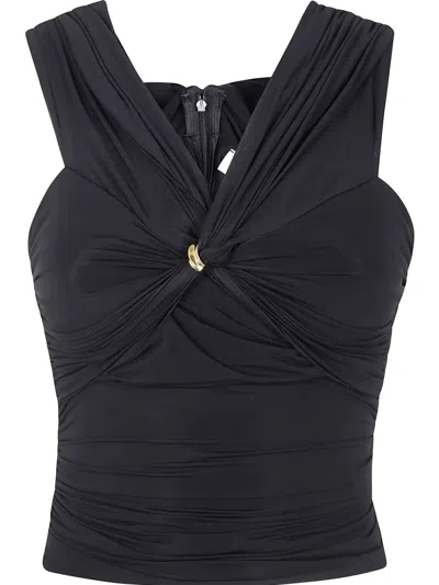 ELISABETTA FRANCHI ELISABETTA FRANCHI JEWEL DETAIL ORGANZA TOP