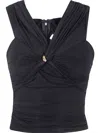Elisabetta Franchi Black Stretch Top With Cross Detail In Black