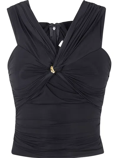 ELISABETTA FRANCHI JEWEL-DETAIL ORGANZA TOP