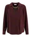 Elisabetta Franchi Jewel Detailed Georgette Blouse In Burgundy