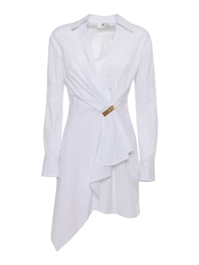 Elisabetta Franchi Jewel Detailed Poplin Shirt Dress In White