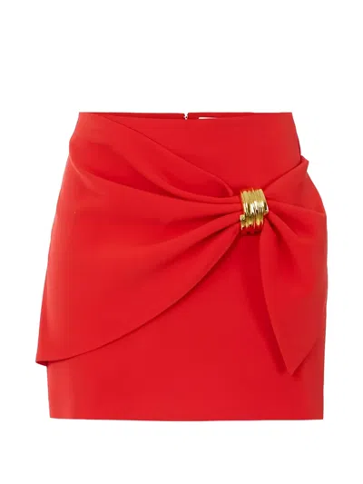 Elisabetta Franchi Jewel Draped Mini Skirt In Red