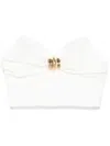 Elisabetta Franchi Fluid Crepe Top With Jewel Decoration In 白色