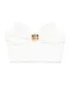 Elisabetta Franchi Fluid Crepe Top With Jewel Decoration In White